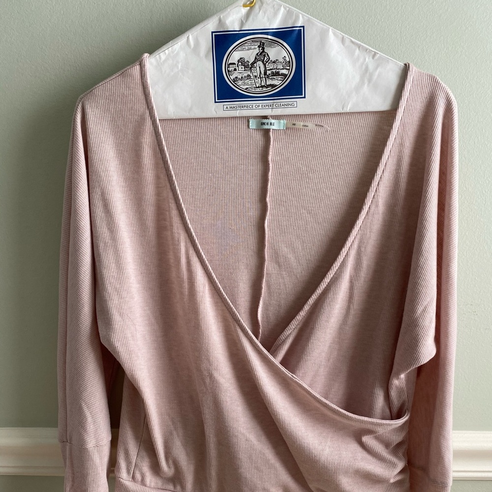 pale pink drape sweater